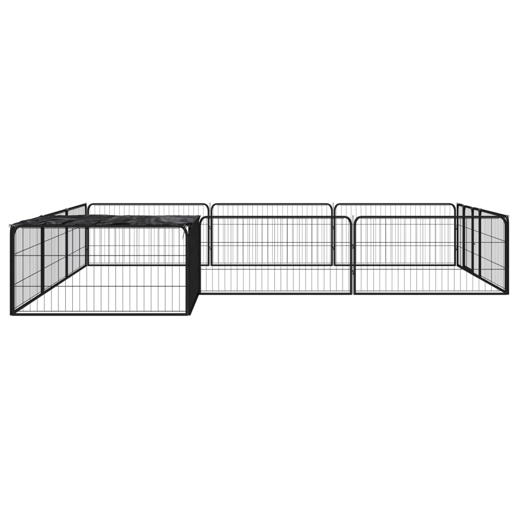 VidaXL Dog Kennel 12 panels 100x50 cm powder -coated steel black