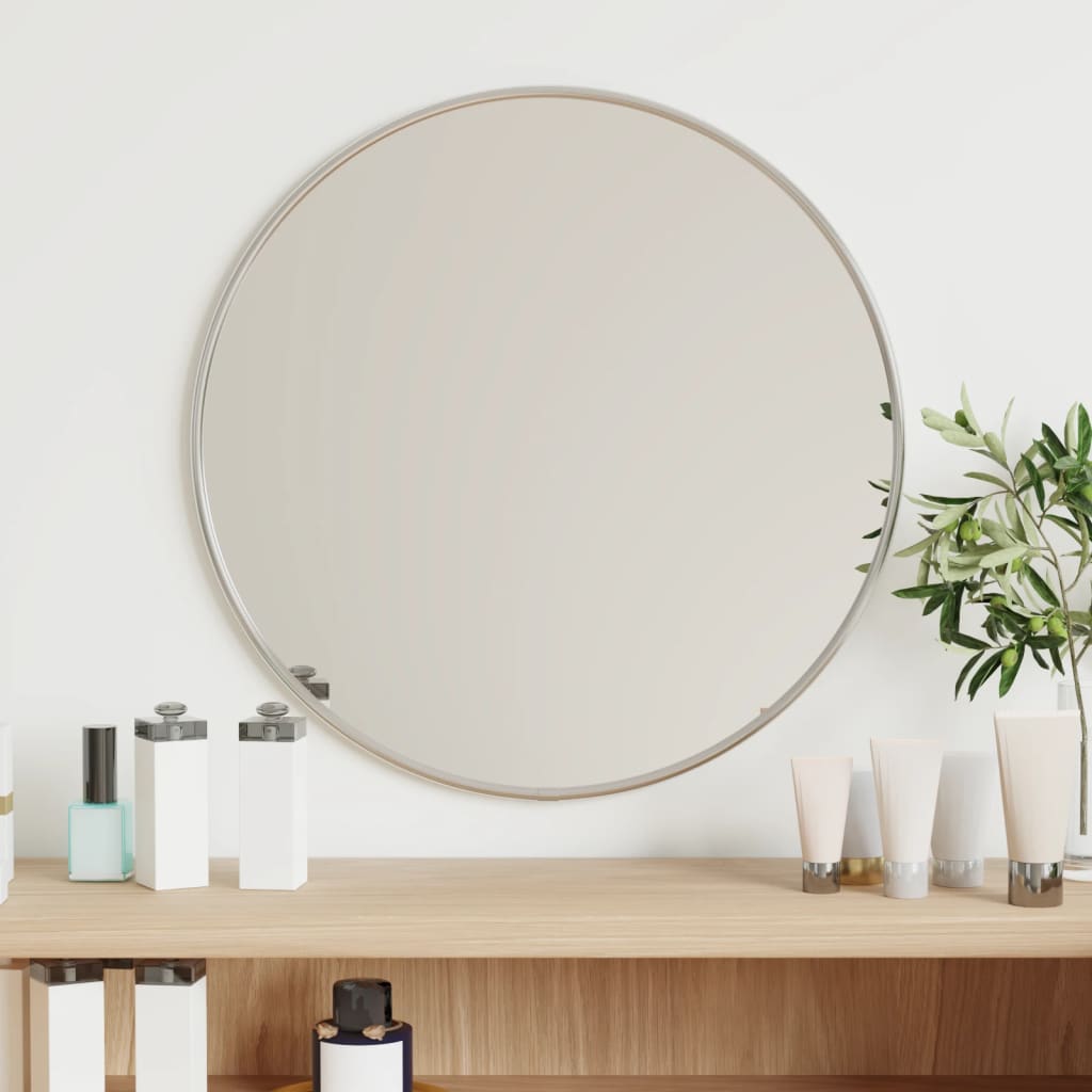 Vidaxl Mirror de pared redondo Ø40 cm de color plateado