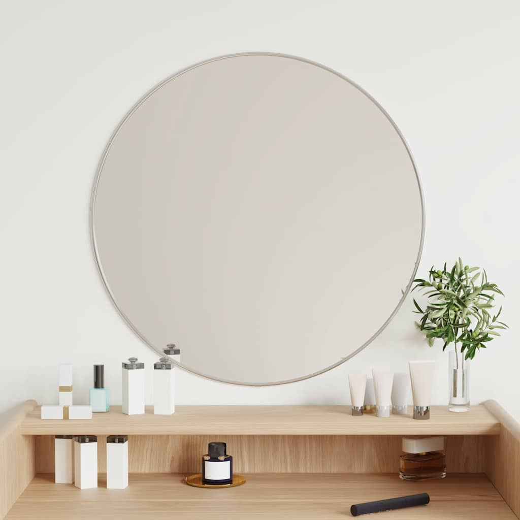 Vidaxl Mirror de pared redondo Ø60 cm de color plateado