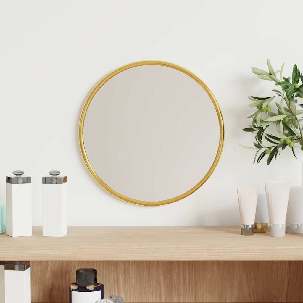 Espejo de pared Vidaxl alrededor de Ø20 cm de oro