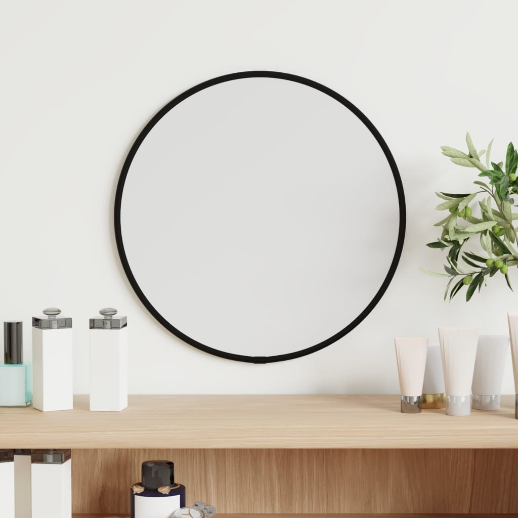 Vidaxl Mirror de pared redondo Ø30 cm negro