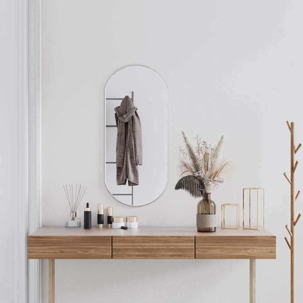 Miroir mural vidaxl 90x40 cm couleur argentée ovale