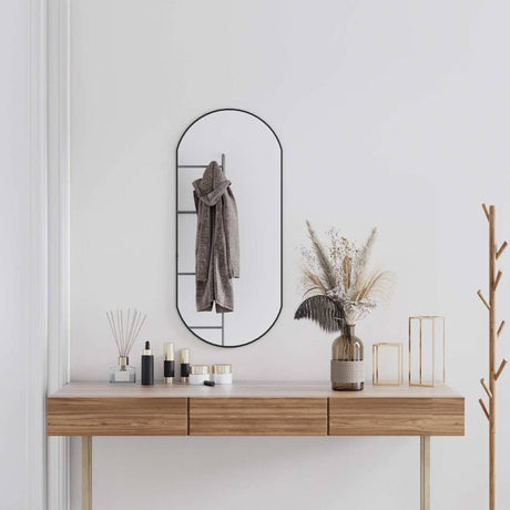 Miroir mural vidaxl 90x40 cm noir ovale