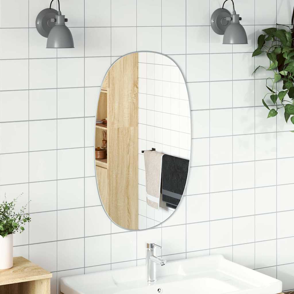 Miroir mural vidaxl 70x45 cm de couleur argentée