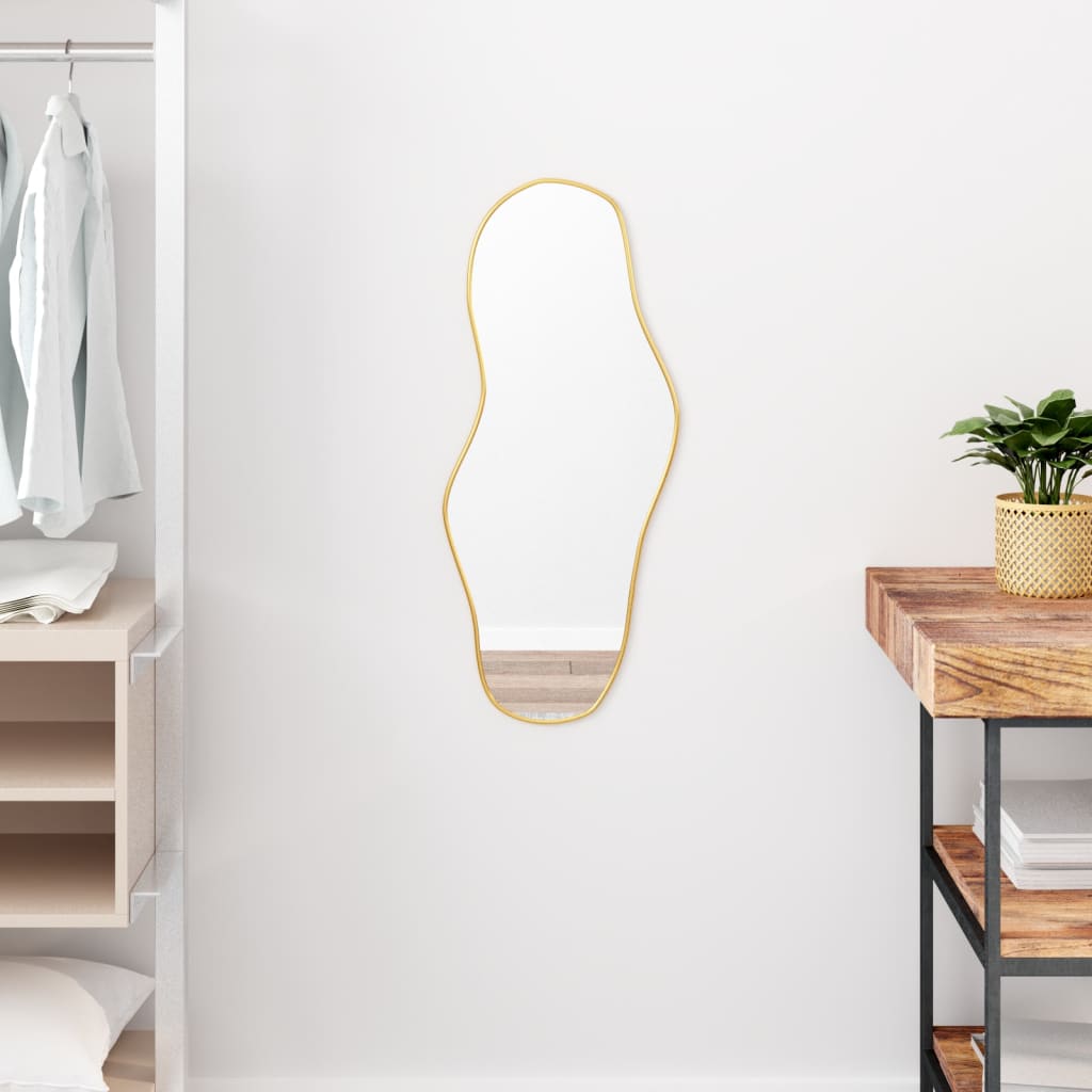 Vidaxl Mirror de pared 70x30 cm de color oro