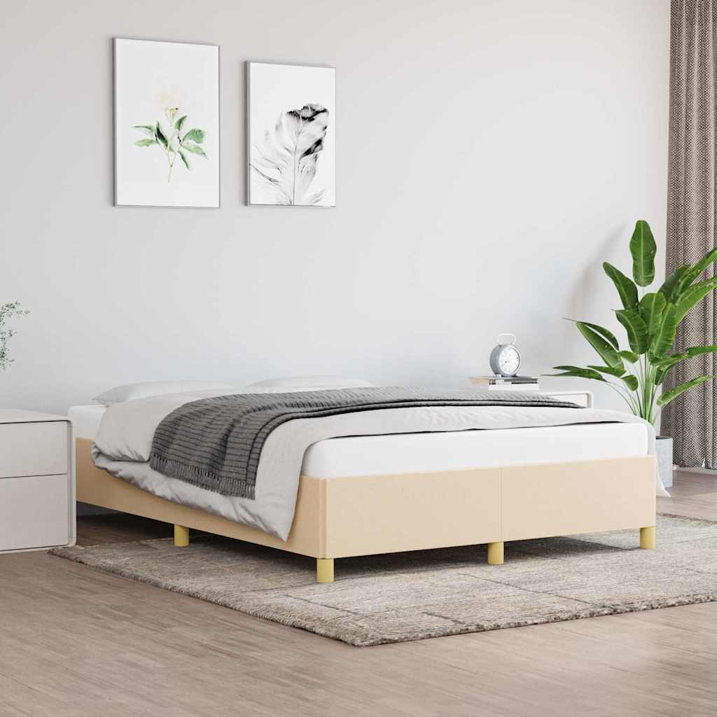 Vidaxl bedframe zonder matras stof crèmekleurig 140x190 cm