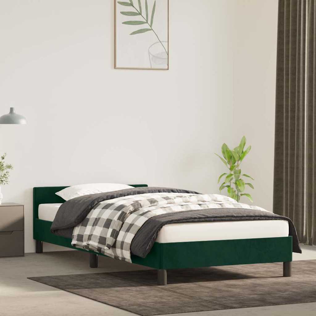 Vidaxl bedframe zonder matras 90x200 cm fluweel donkergroen