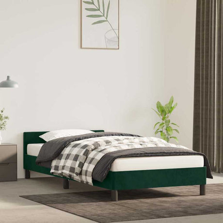 Vidaxl bedframe zonder matras 90x200 cm fluweel donkergroen
