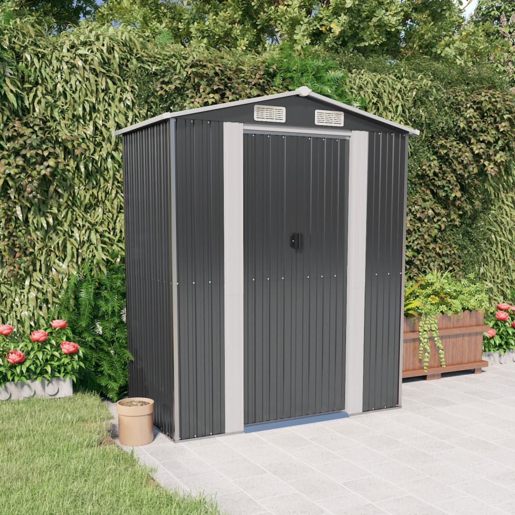 Vidaxl Garden Shed 192x108x223 cm galvanisert stål Antracitt -farget