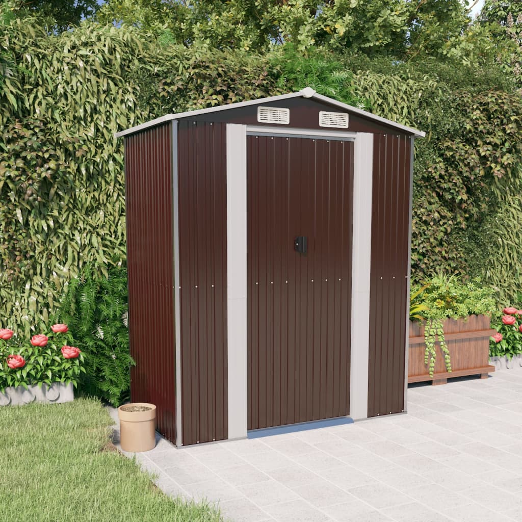 Vidaxl Garden Shed 192x108x223 cm galvanisert stål mørkebrun