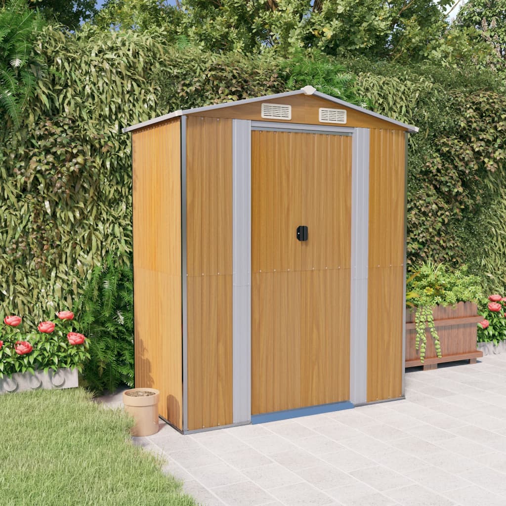 Vidaxl Garden Shed 192x108x223 cm galvanisert stål lysebrun