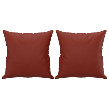 Vidaxl Coussins décoratifs 2 ST 40x40 cm Vin en cuir artificiel rouge