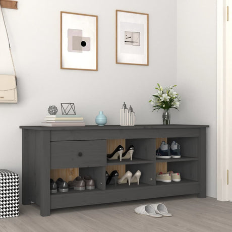 Armoire à chaussures Vidaxl 110x38x45,5 cm en pin massif gris