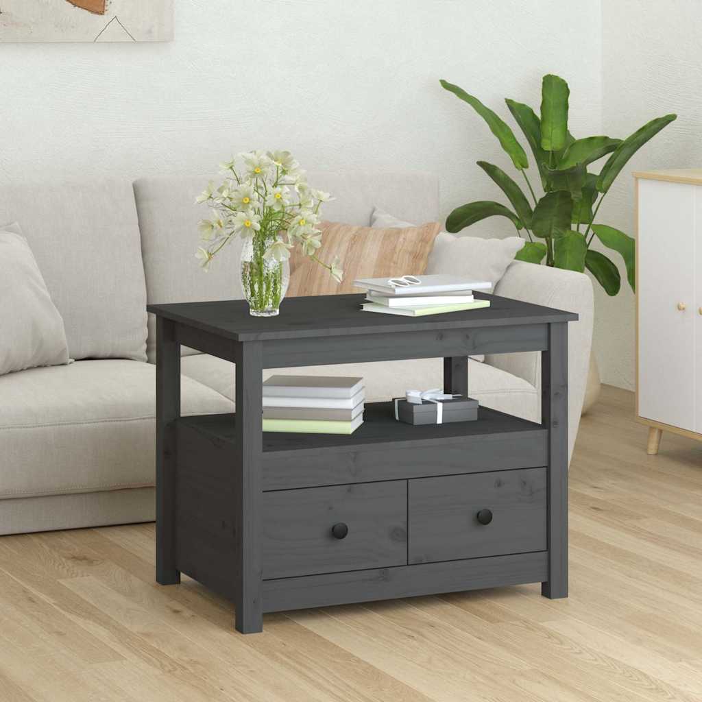 Vidaxl salontafel 71x49x55 cm massief grenenhout grijs