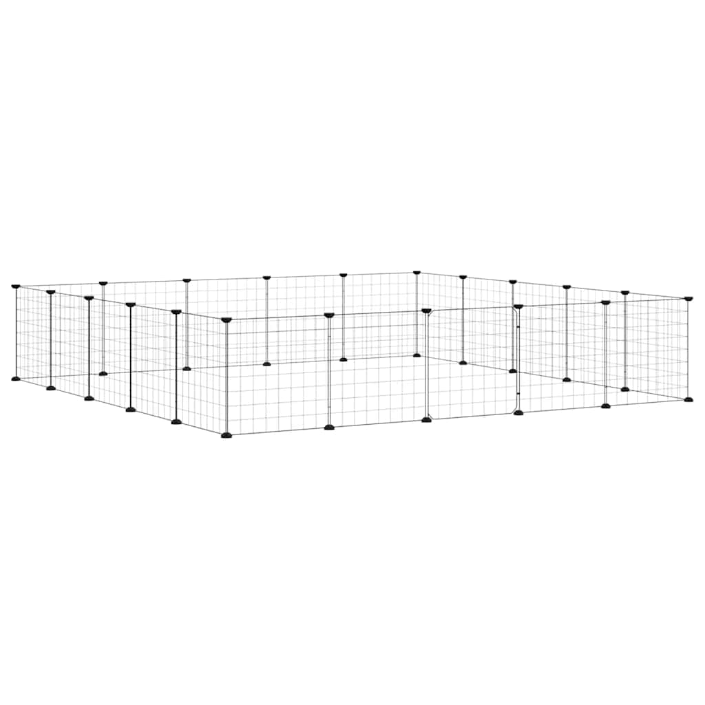 VidaXL cage pour animaux de compagnie avec porte 20 panneaux 35x35 cm acier noir