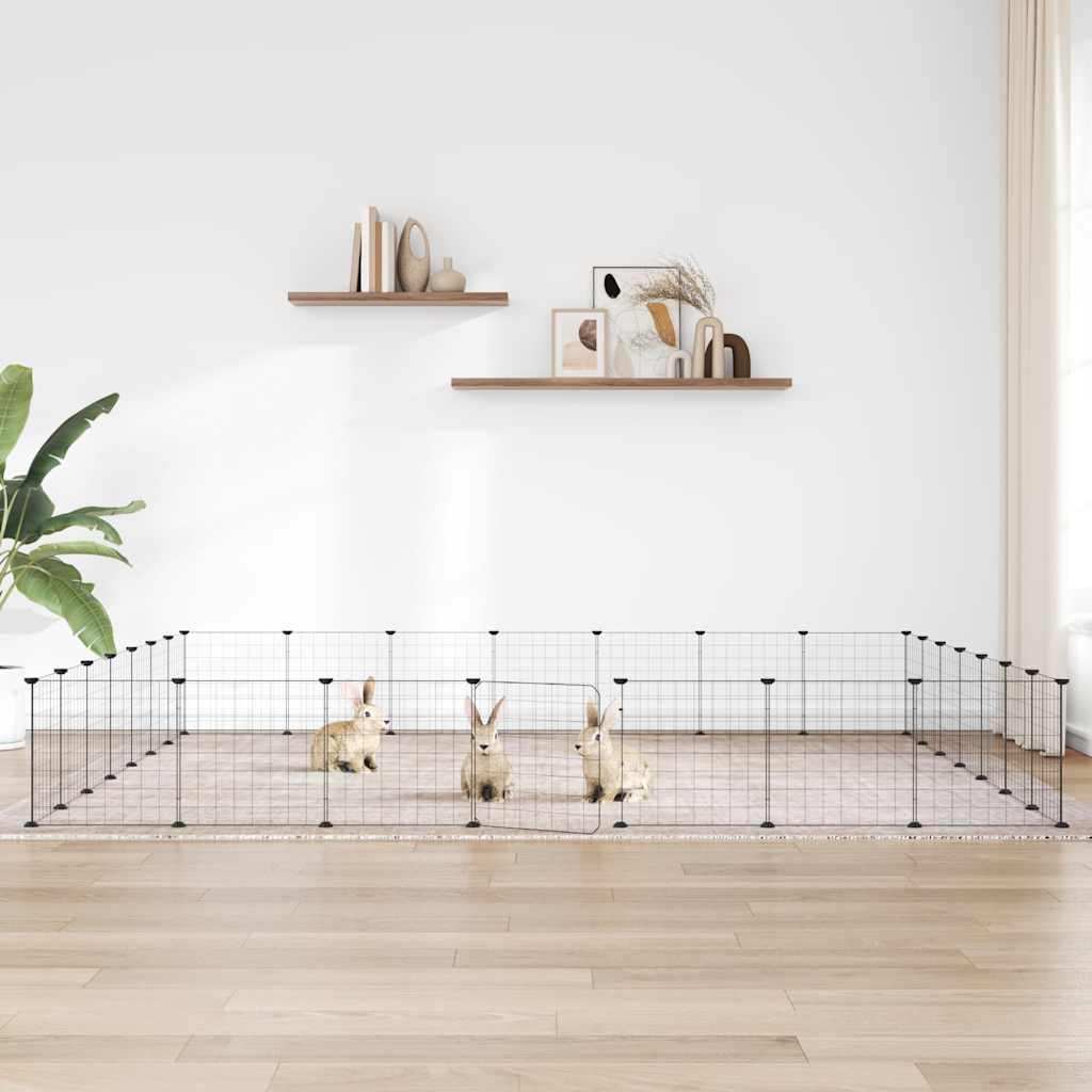 Vidaxxl cage pour animaux avec porte 28 panneaux 35x35 cm acier noir