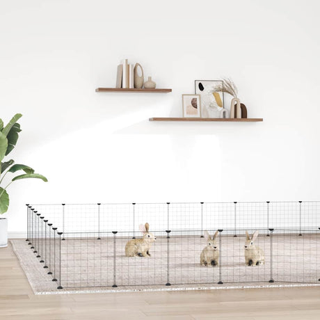 Vidaxl Petts Cage avec porte 36 panneaux 35x35 cm en acier noir