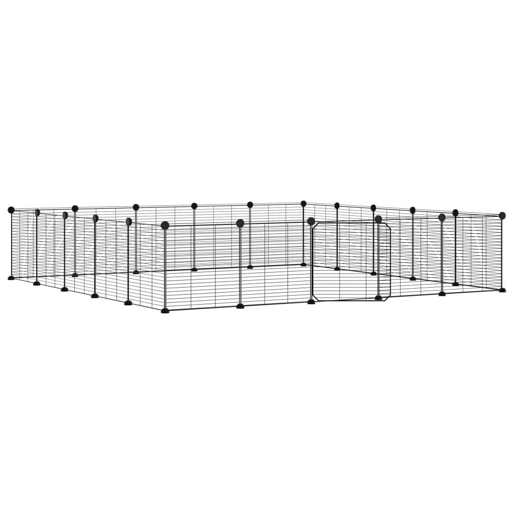 VidaXL Pets Cage With Door 20 Panels 35x35 Cm Steel Black