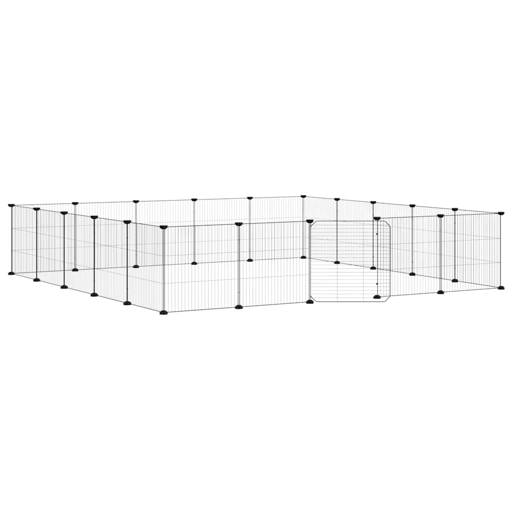 VidaXL cage pour animaux de compagnie avec porte 20 panneaux 35x35 cm acier noir