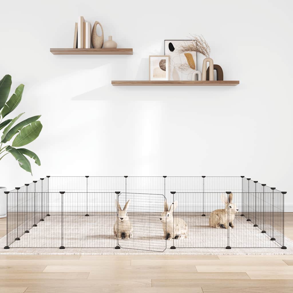 VidaXL cage pour animaux de compagnie avec porte 20 panneaux 35x35 cm acier noir