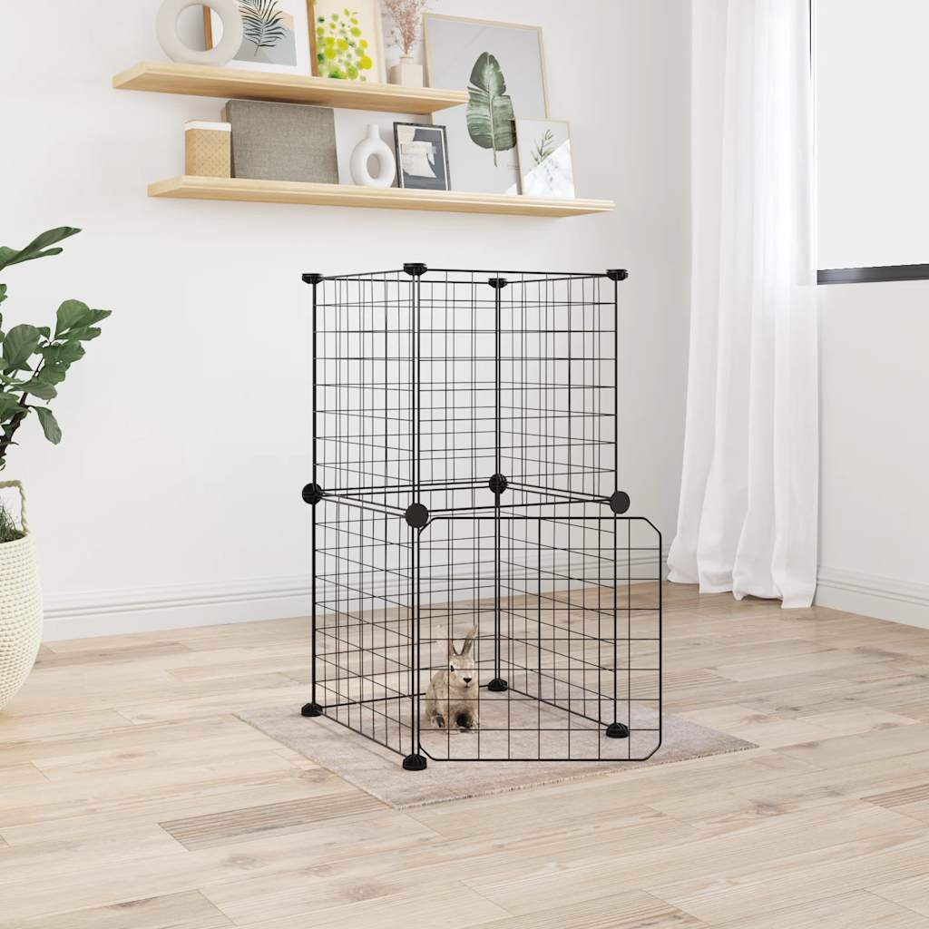 Vidaxl Petts Cage avec porte 8 panneaux 35x35 cm en acier noir