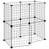 Vidaxl Petts Cage avec porte 12 panneaux 35x35 cm en acier noir