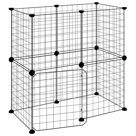 Vidaxl Petts Cage avec porte 12 panneaux 35x35 cm en acier noir