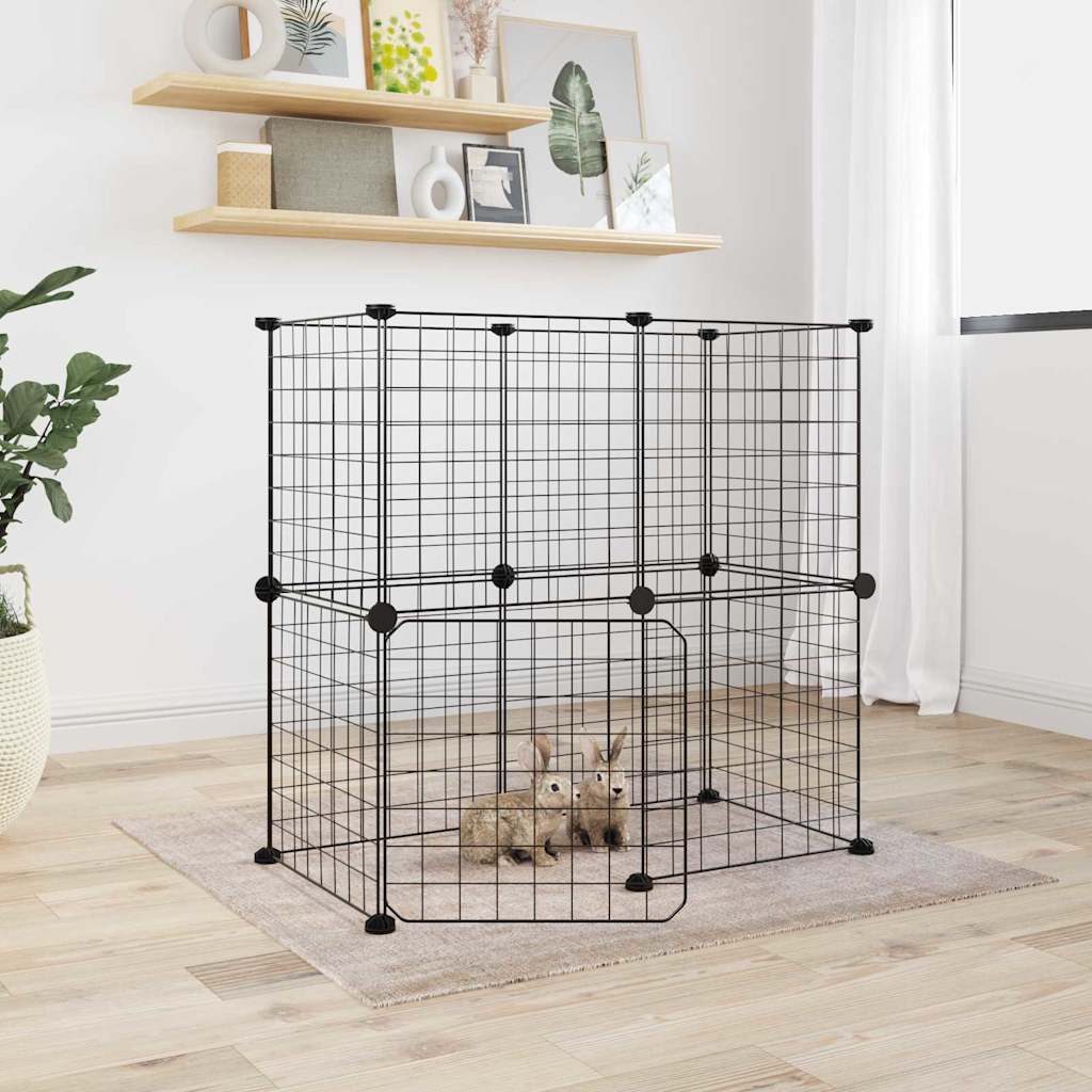 Vidaxl Pets Cage With Door 12 Panels 35x35 Cm Steel Black