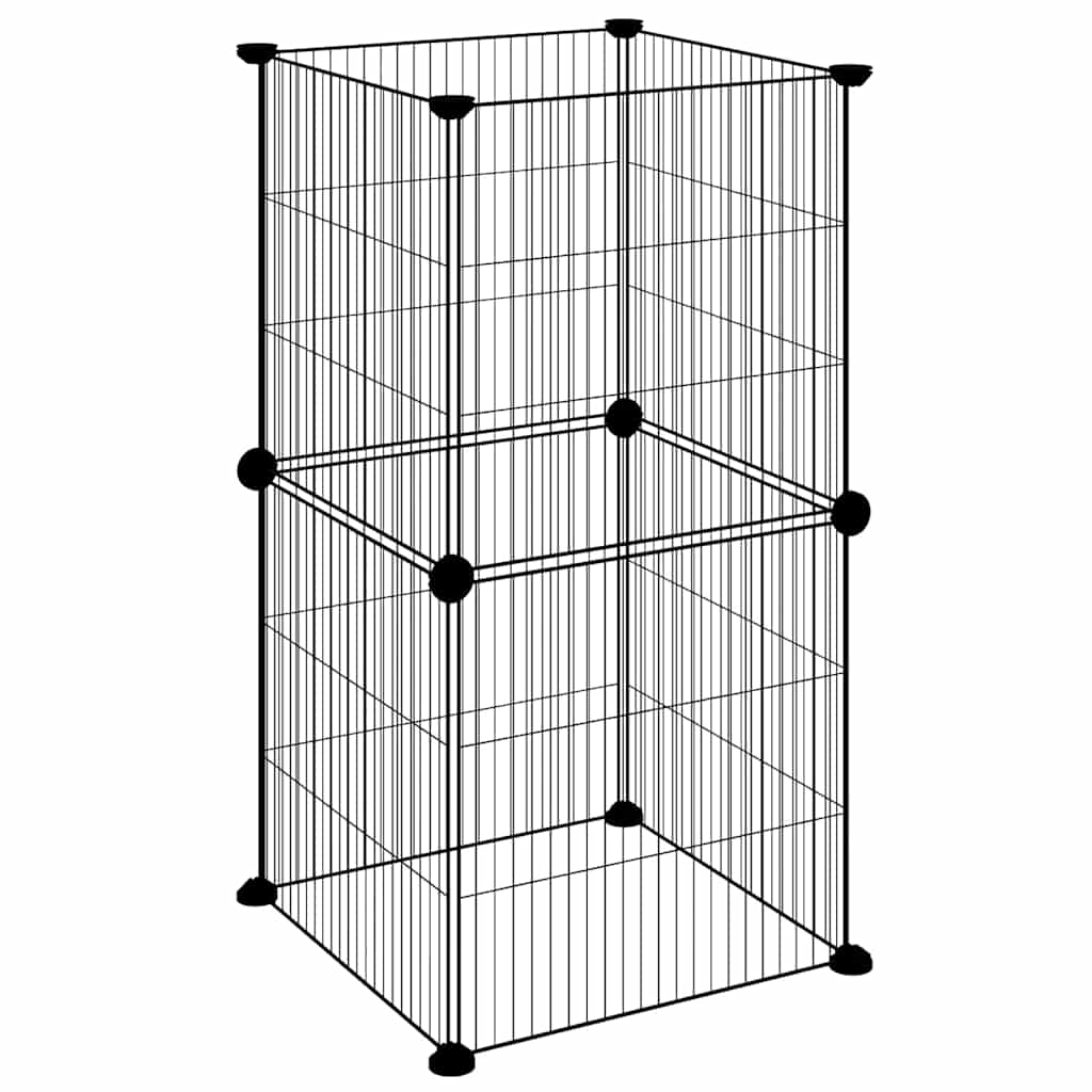 Cage Vidaxl pour animaux de compagnie avec 8 panneaux 35x35 cm en acier noir