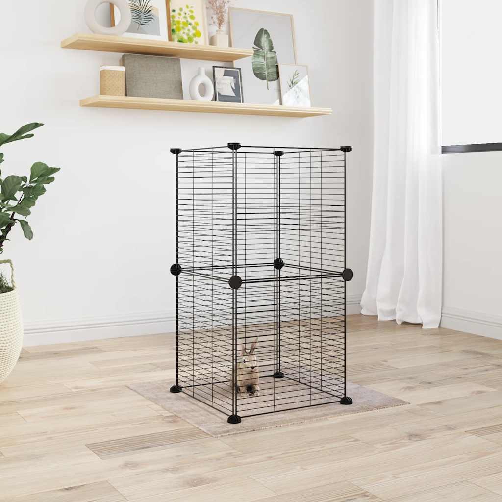 Vidaxl Pets Cage z 8 ploščami 35x35 cm jeklena črna