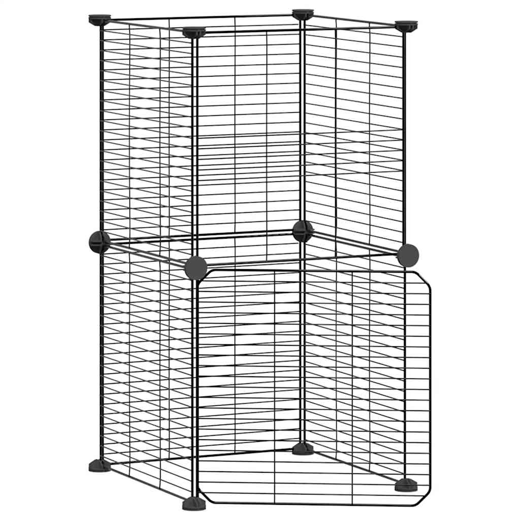 Vidaxl Petts Cage avec porte 8 panneaux 35x35 cm en acier noir