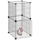 Vidaxl Petts Cage avec porte 8 panneaux 35x35 cm en acier noir