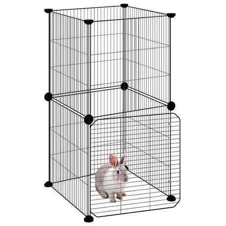 Vidaxl Petts Cage avec porte 8 panneaux 35x35 cm en acier noir
