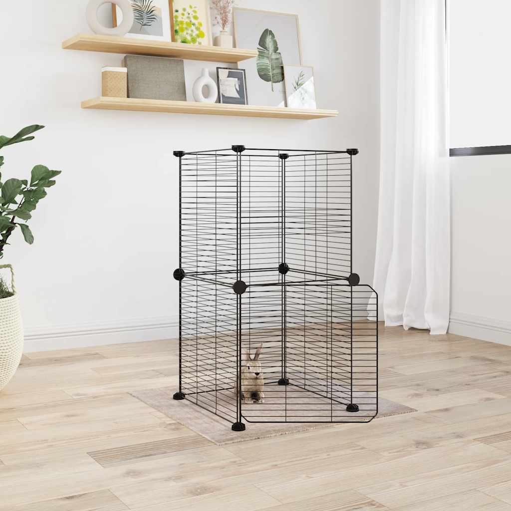 Vidaxl Pets Cage With Door 8 Panels 35x35 Cm Steel Black