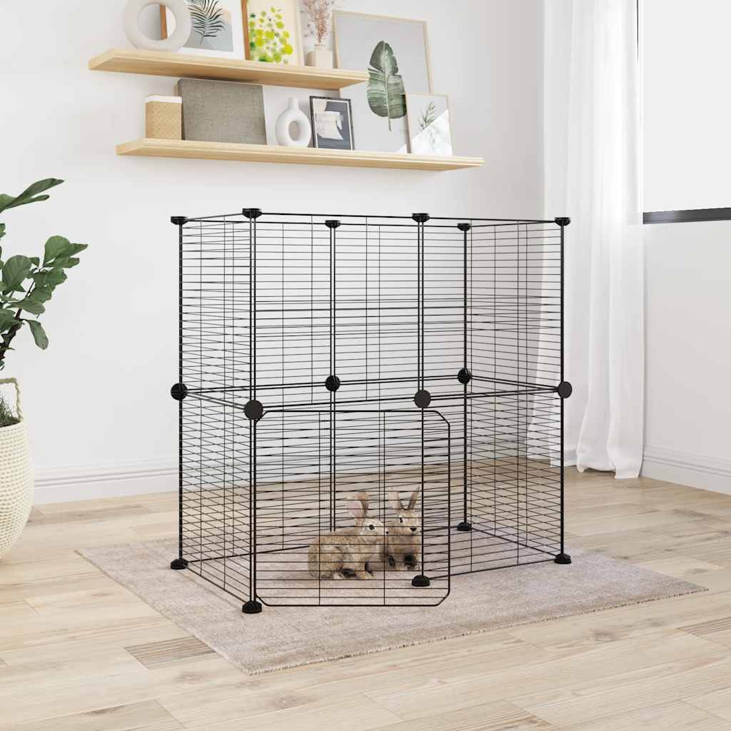 Vidaxl Pets Cage z vrati 12 plošč 35x35 cm jeklena črna