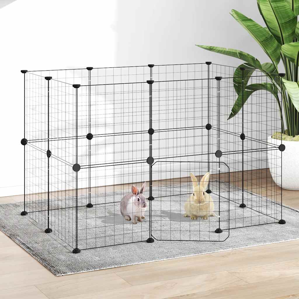 VidaXL cage pour animaux de compagnie avec porte 20 panneaux 35x35 cm acier noir