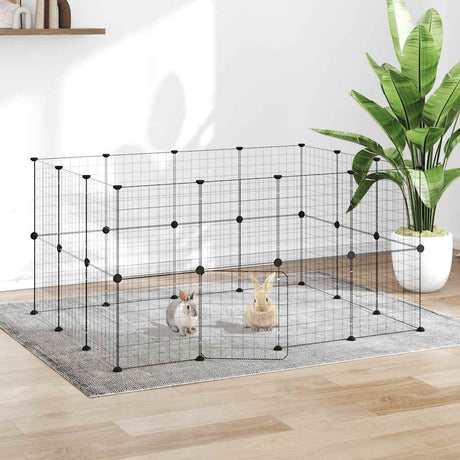 Vidaxl Petts Cage avec porte 28 panneaux 35x35 cm en acier noir