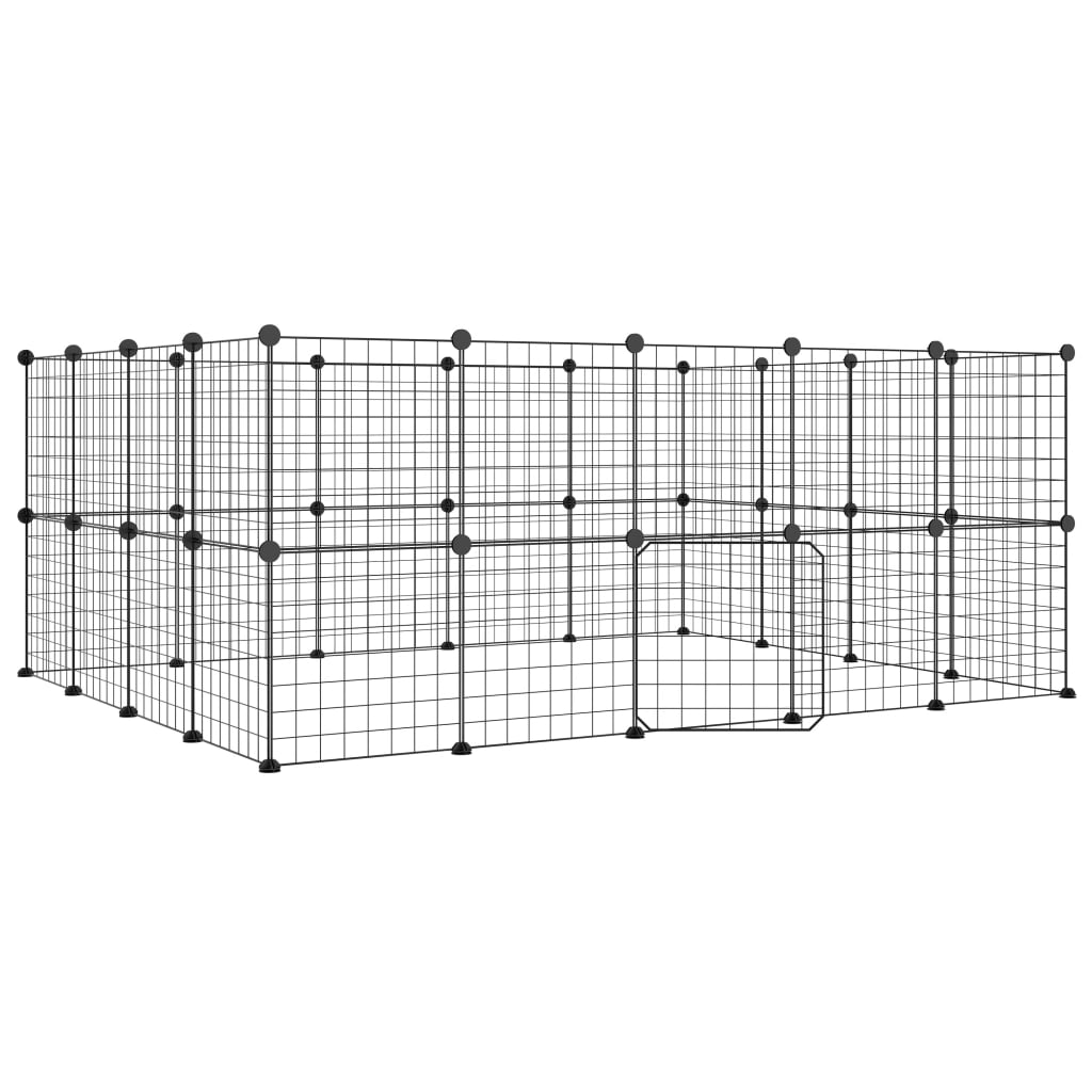 Vidaxl Pets Cage With Door 36 Panels 35x35 cm ocel černá