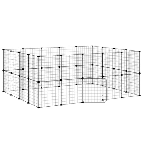 Vidaxl Petts Cage avec porte 36 panneaux 35x35 cm en acier noir