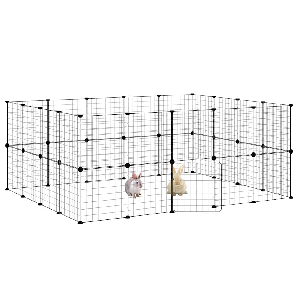 Vidaxxl cage pour animaux avec porte 36 panneaux 35x35 cm acier noir
