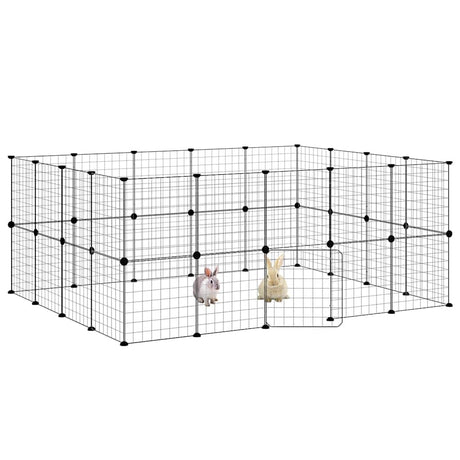 Vidaxl Petts Cage avec porte 36 panneaux 35x35 cm en acier noir