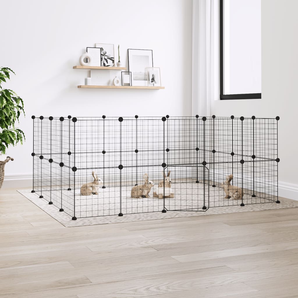 Vidaxl Pets Cage With Door 36 Panels 35x35 cm ocel černá