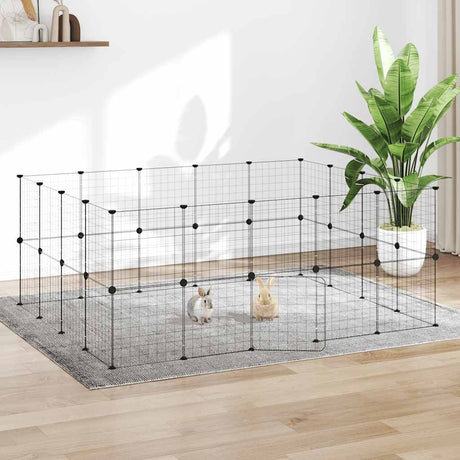 Vidaxl Petts Cage avec porte 36 panneaux 35x35 cm en acier noir