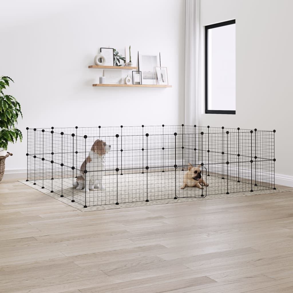 Vidaxl Pets Cage con puerta 52 paneles 35x35 cm de acero negro