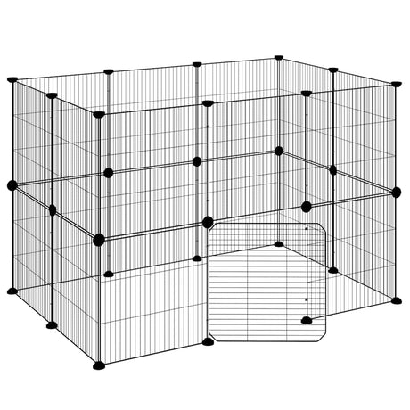 Cage Vidaxl animaux avec porte 20 panneaux 35x35 cm en acier noir