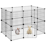 VidaXL cage pour animaux de compagnie avec porte 20 panneaux 35x35 cm acier noir