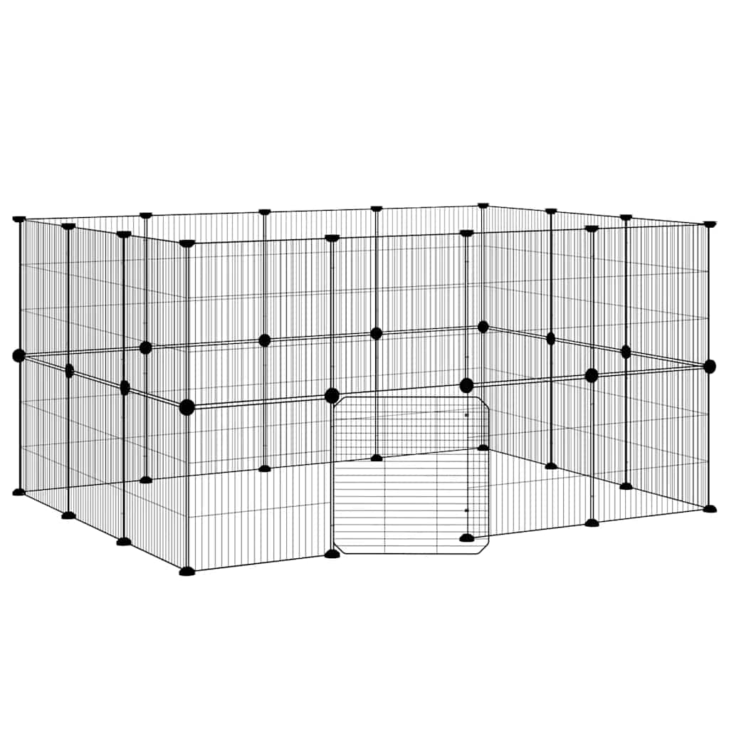 Vidaxxl cage pour animaux avec porte 28 panneaux 35x35 cm acier noir
