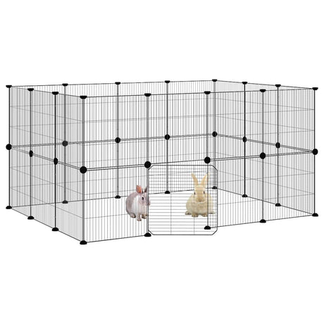 Vidaxl Petts Cage avec porte 28 panneaux 35x35 cm en acier noir