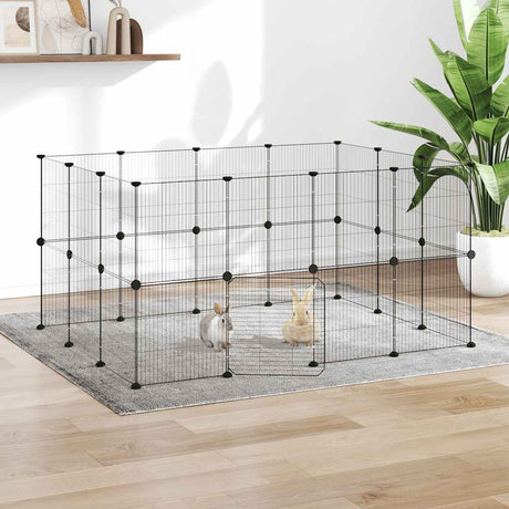 Vidaxl Petts Cage avec porte 28 panneaux 35x35 cm en acier noir