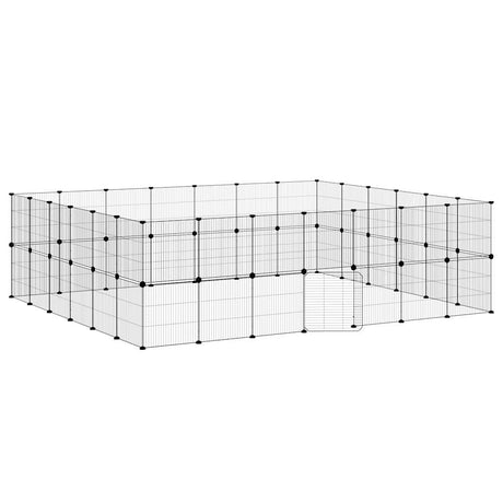 Vidaxl Petts Cage avec porte 52 panneaux 35x35 cm en acier noir